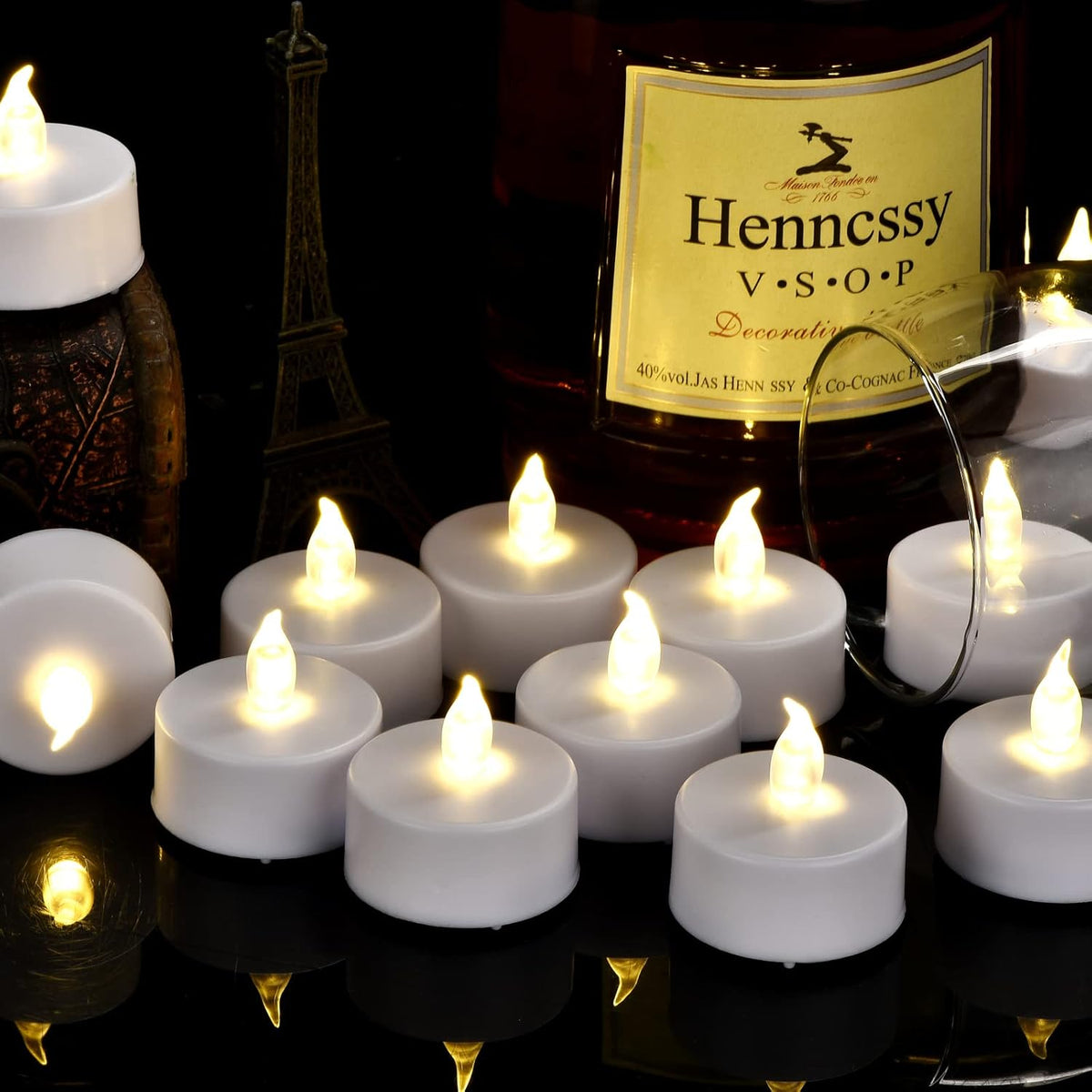 Battery Operated LED Tea Lights: 24PACK Flameless Votive Candles Lamp Realistic and Bright