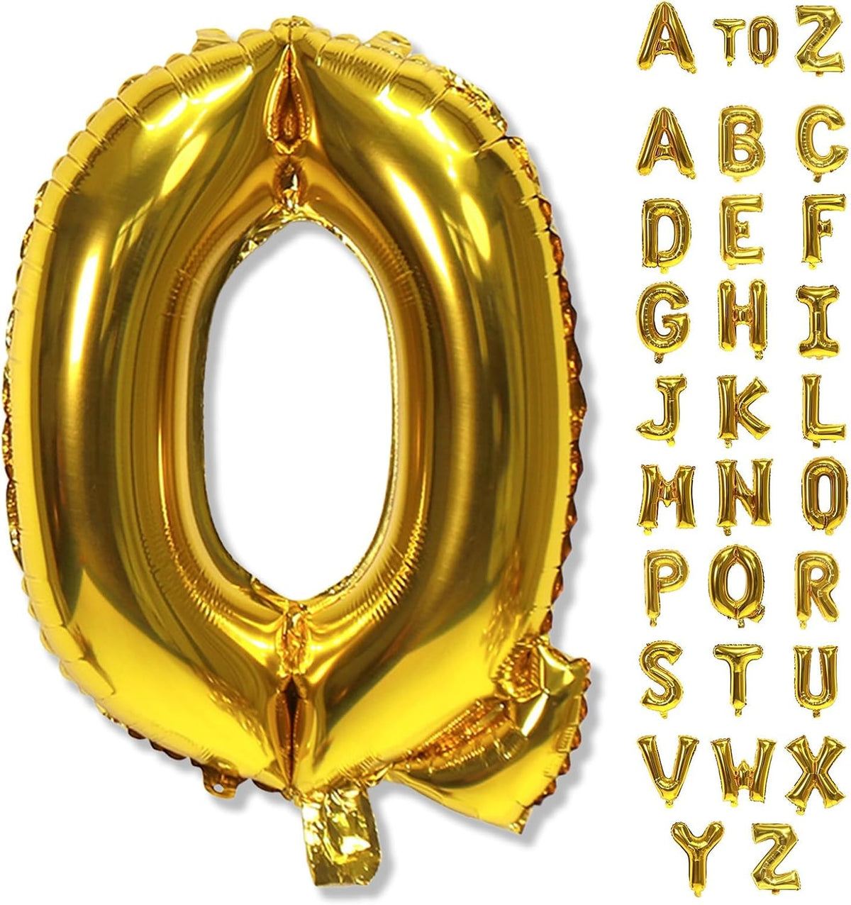 40 Inch Gold Alphabet Balloons, Large Mylar Self-Inflating Custom Letter Q Decor for Men Women