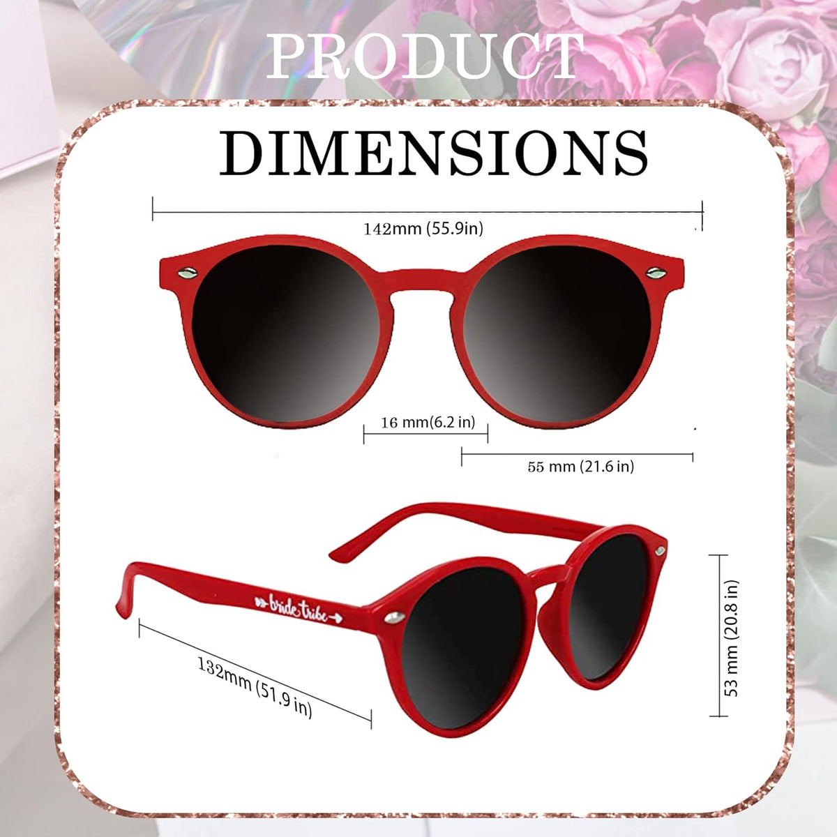 LADY&HOME Bachelorette Party Cat Eye Sunglasses - Bridesmaid & Bridal Shower Supplies, 10pcs Round