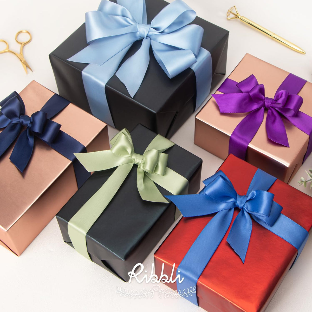 Ribbli Navy Double Faced Satin Ribbon,1” x Continuous 25 Yards,Use for Bows Bouquet,Gift