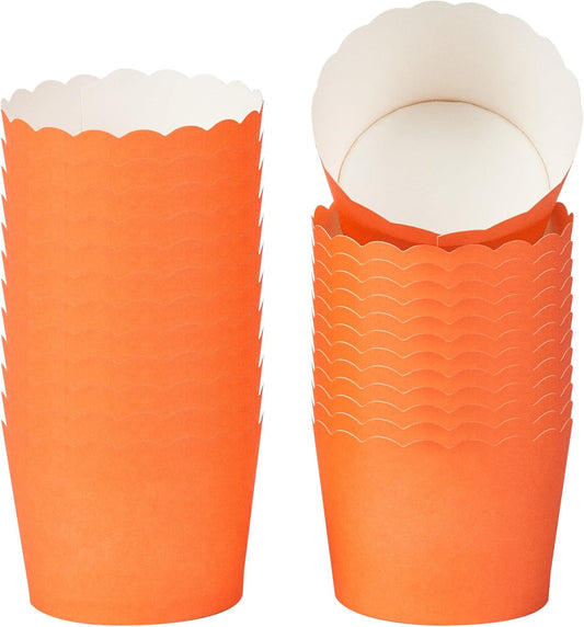 Panificio 3 Ounce Cupcake Wrappers, 200 Scalloped Baking Cups - Oven-Ready, Greaseproof, Orange