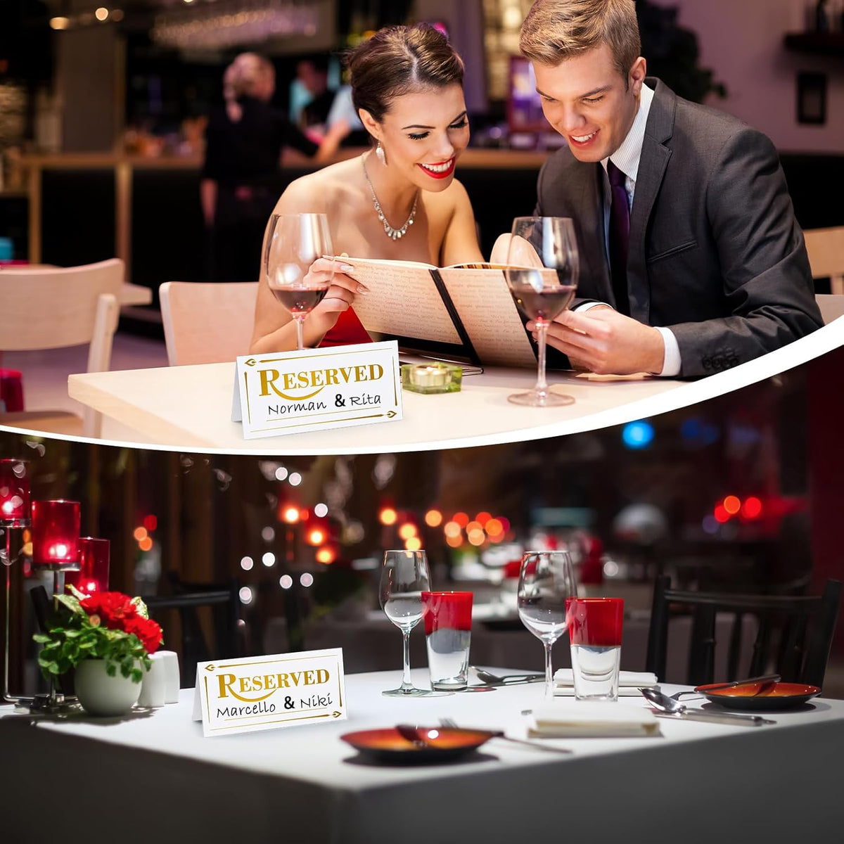 300 Pcs Paper Table Reserved Sign with Name Line Reserved Seating Signs Bulk Double Sided Signs for