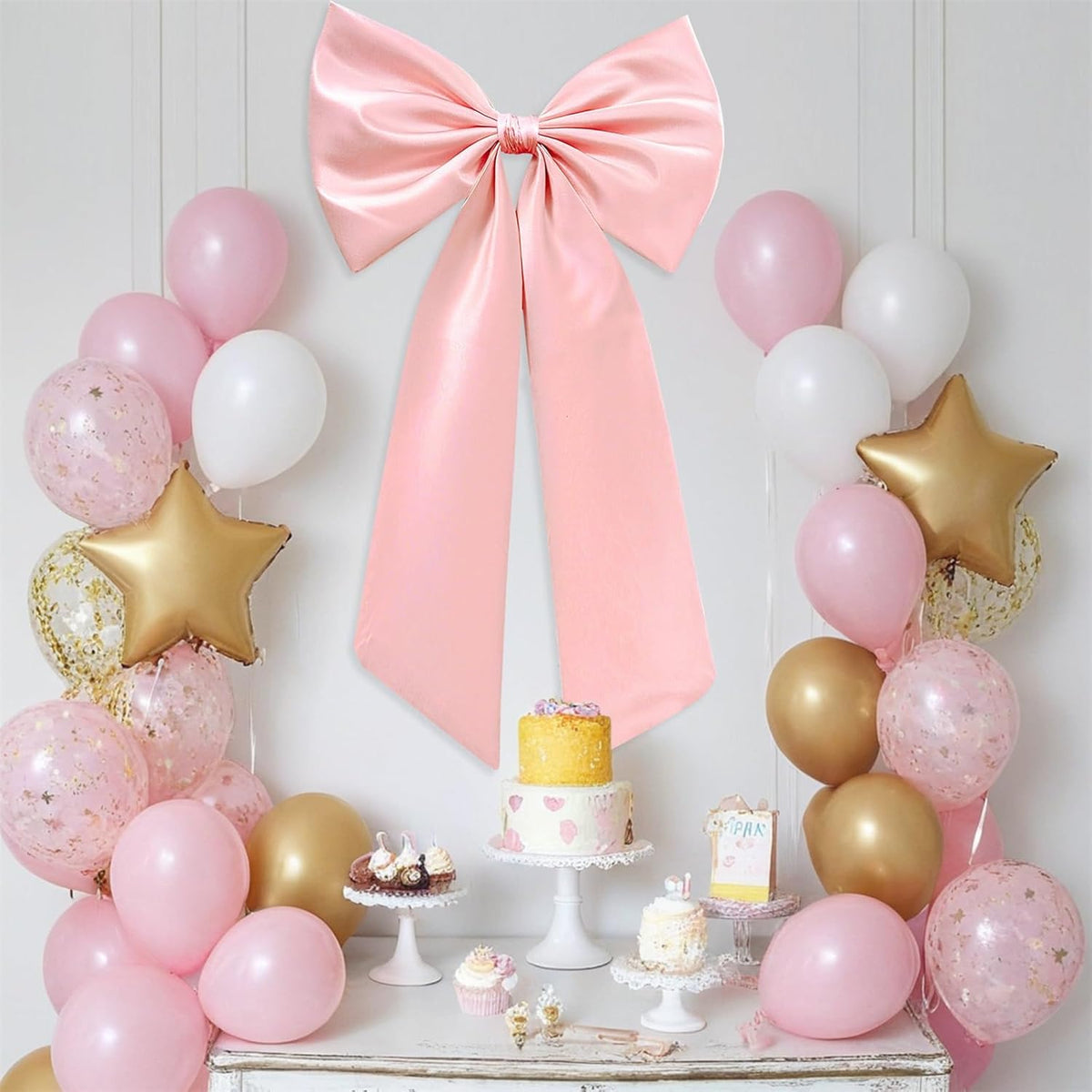 Large Pink Bow for Decorations Big Pink Ribbon Bows Banner Décor Large Bow Wall Hanging Decor for