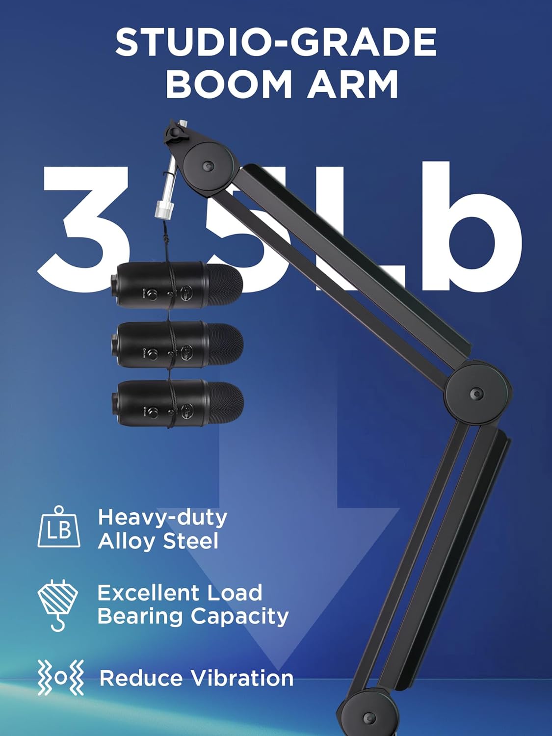 InnoGear Mic Boom Arm Microphone Stand Cable Management for Blue Yeti FIFINE AM8 K669B HyperX