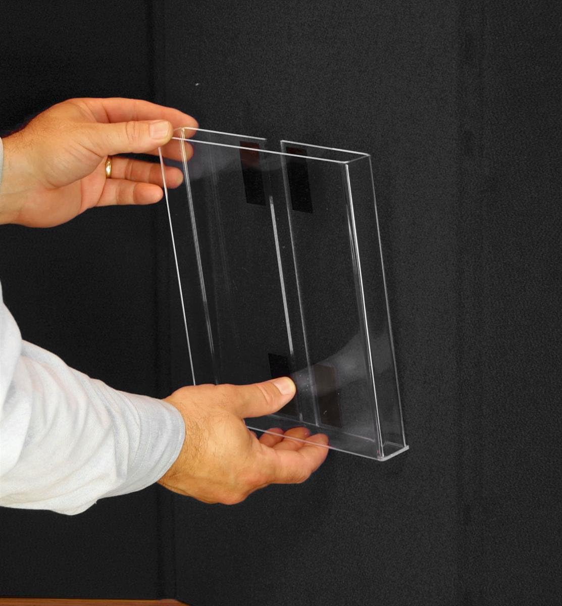 3-Panel Tabletop Display Board, 54 x 30 - Black and Gray Hook & Loop-Receptive Fabric, for