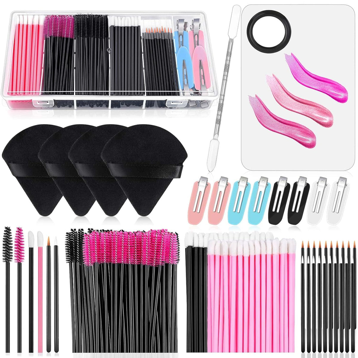 Disposable Makeup Applicators Kit with Triangle Puff Mixing Palette, Artist Supplies Disposable