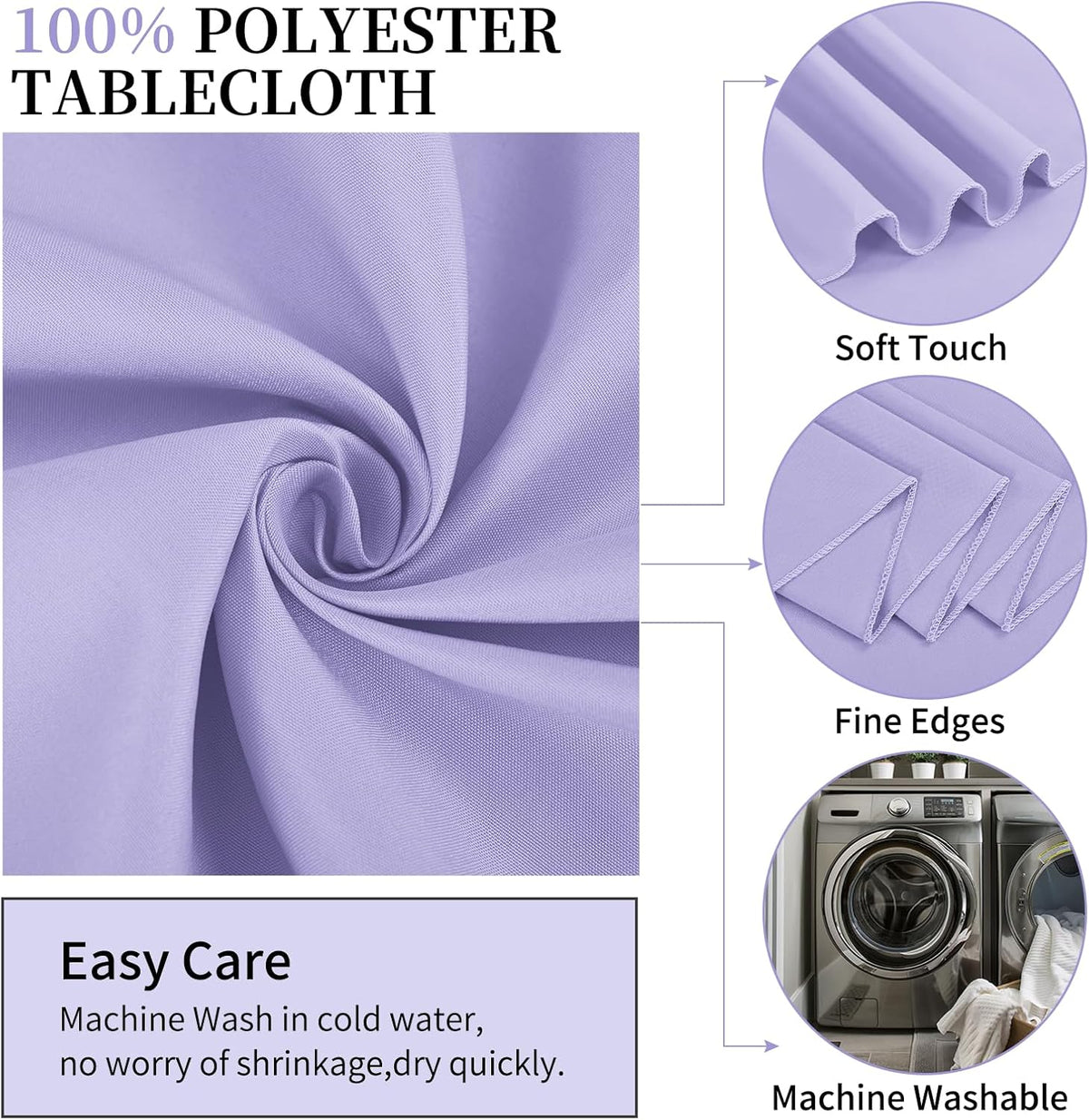 10 Pack Lavender Round Tablecloths - 120 Inch, Polyester Table Cover, Stain and Wrinkle Resistant