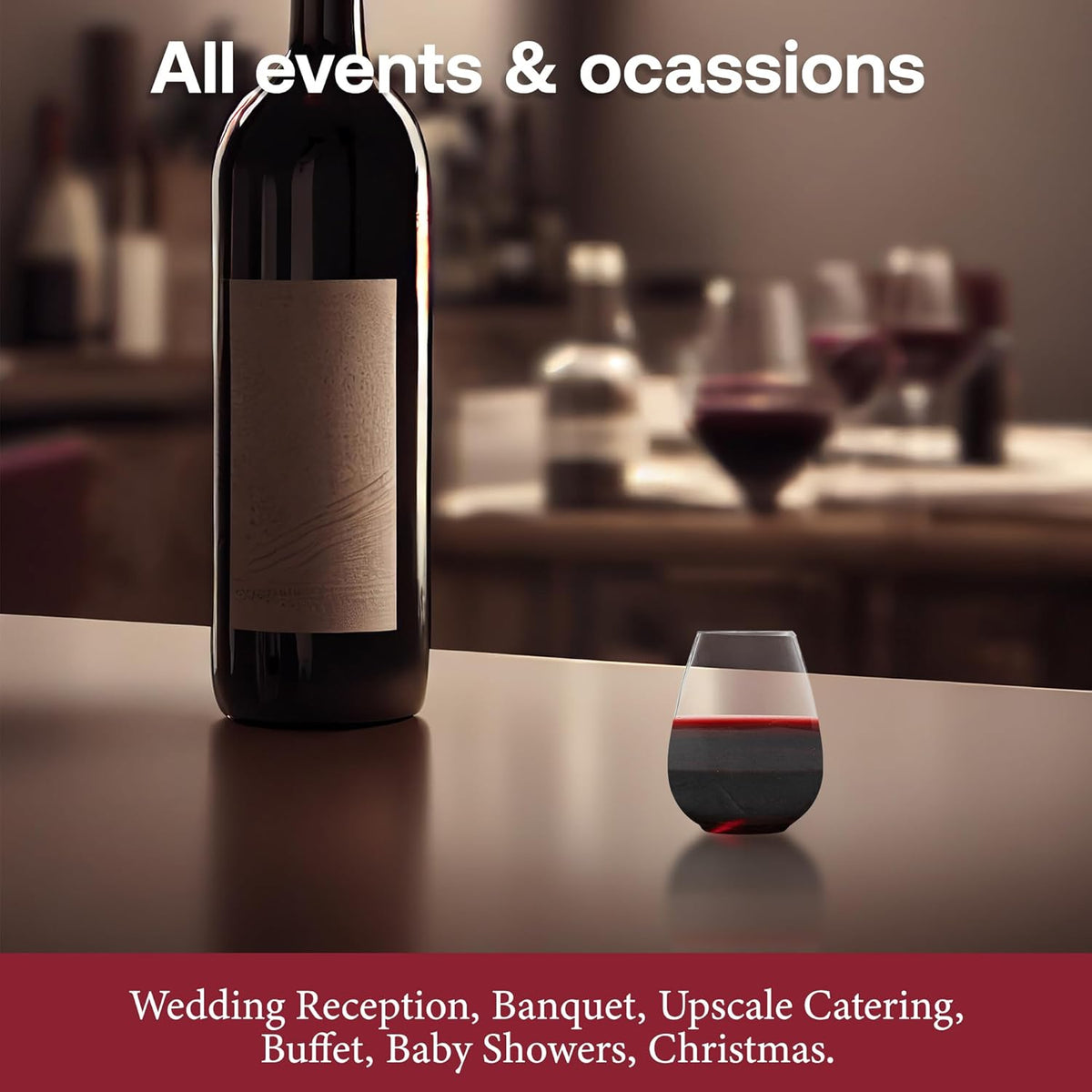 Smarty Had A Party 4 oz Plastic Stemless Wine Glasses (64 Pieces) – Disposable Goblets & Plastic
