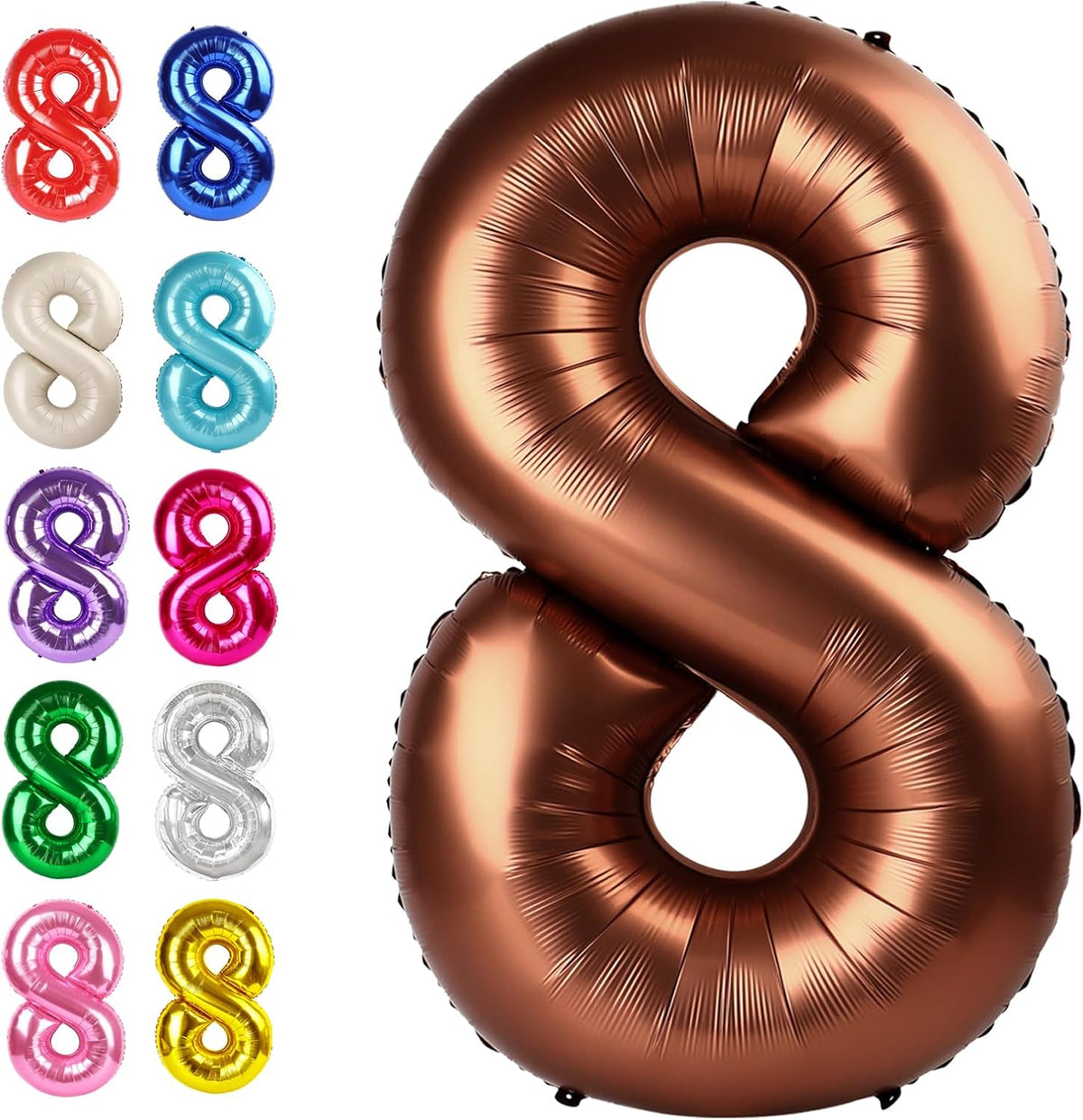 Helium Foil Coffee Brown Number 8 Balloon 40 Inch, Mylar Eight Numbers 8 18 28 38 48 58 80 88