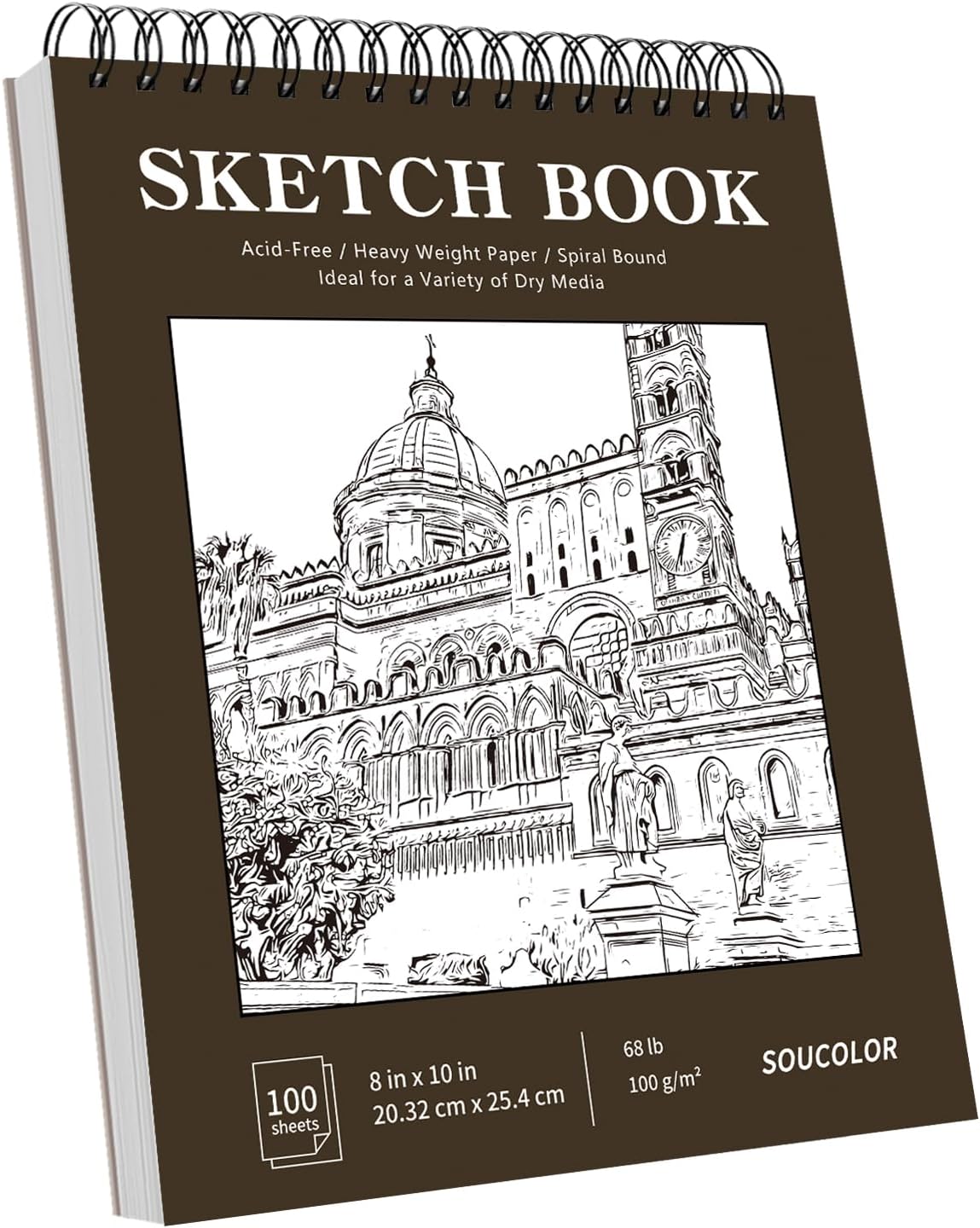 Soucolor 8" x 10" Blank Spiral Notebook| 100 Sheets 68lb/100gsm| Classroom Must Haves Supplies