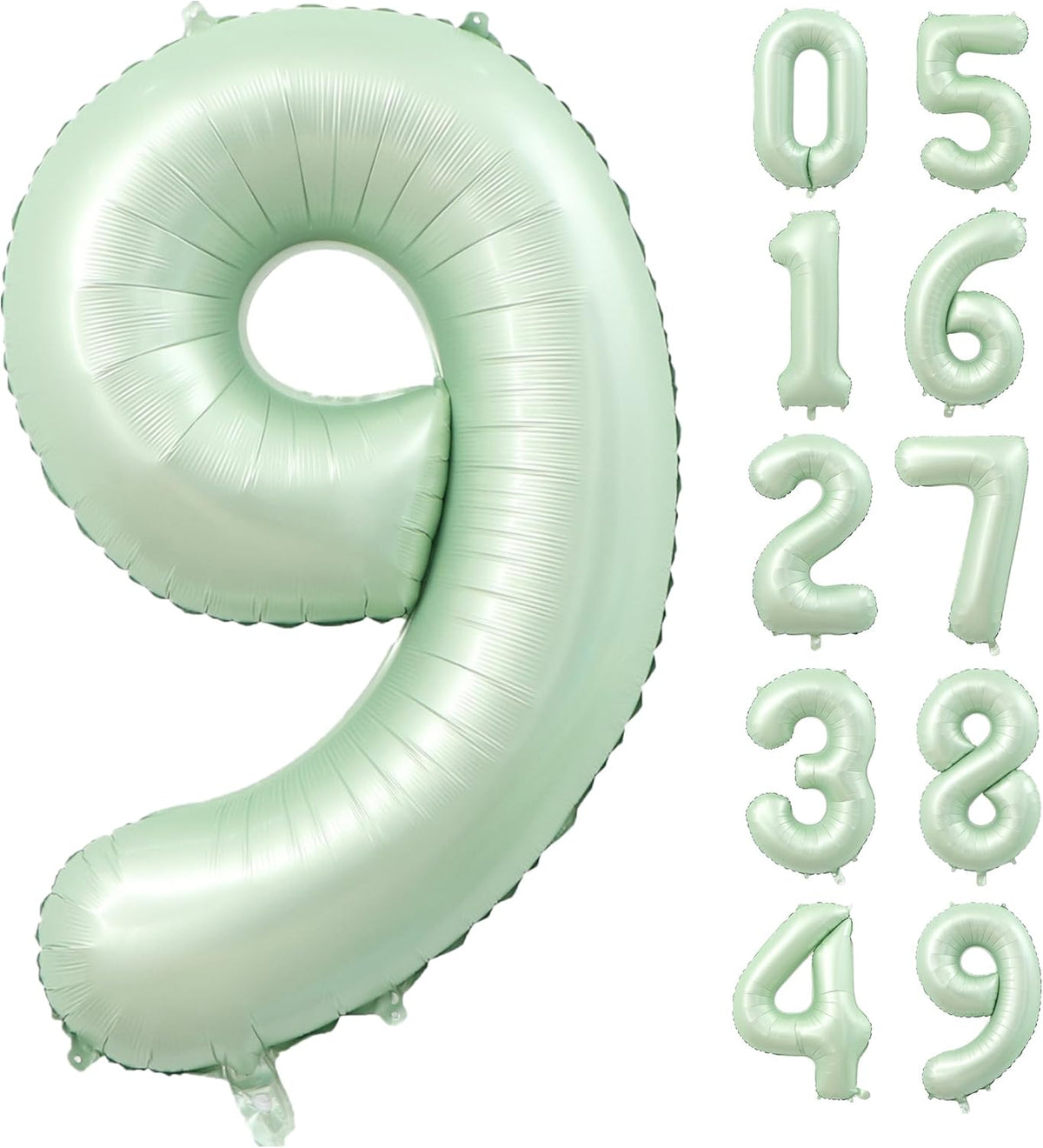 40 Inch Olive Green Number 9 Balloon Big Self Inflating Foil Number Balloons 0-9,Light green