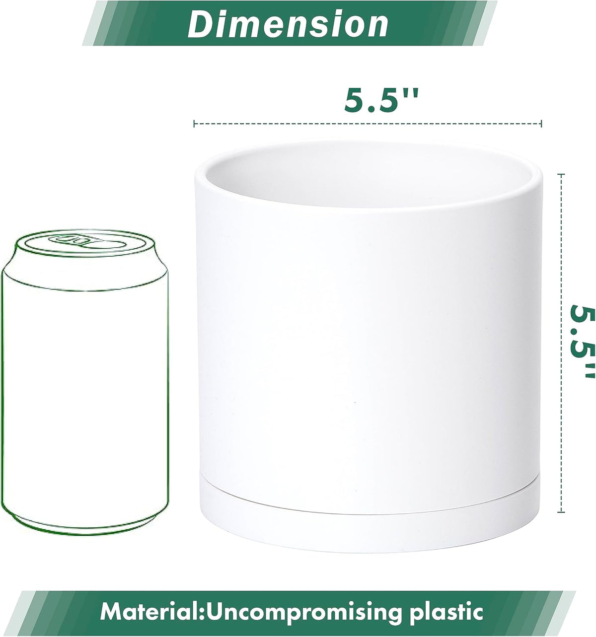 D'vine Dev 4 Pack 5.5 Inch Modern Plastic Plant Pots, Small Garden Planters for Plant with Drainage
