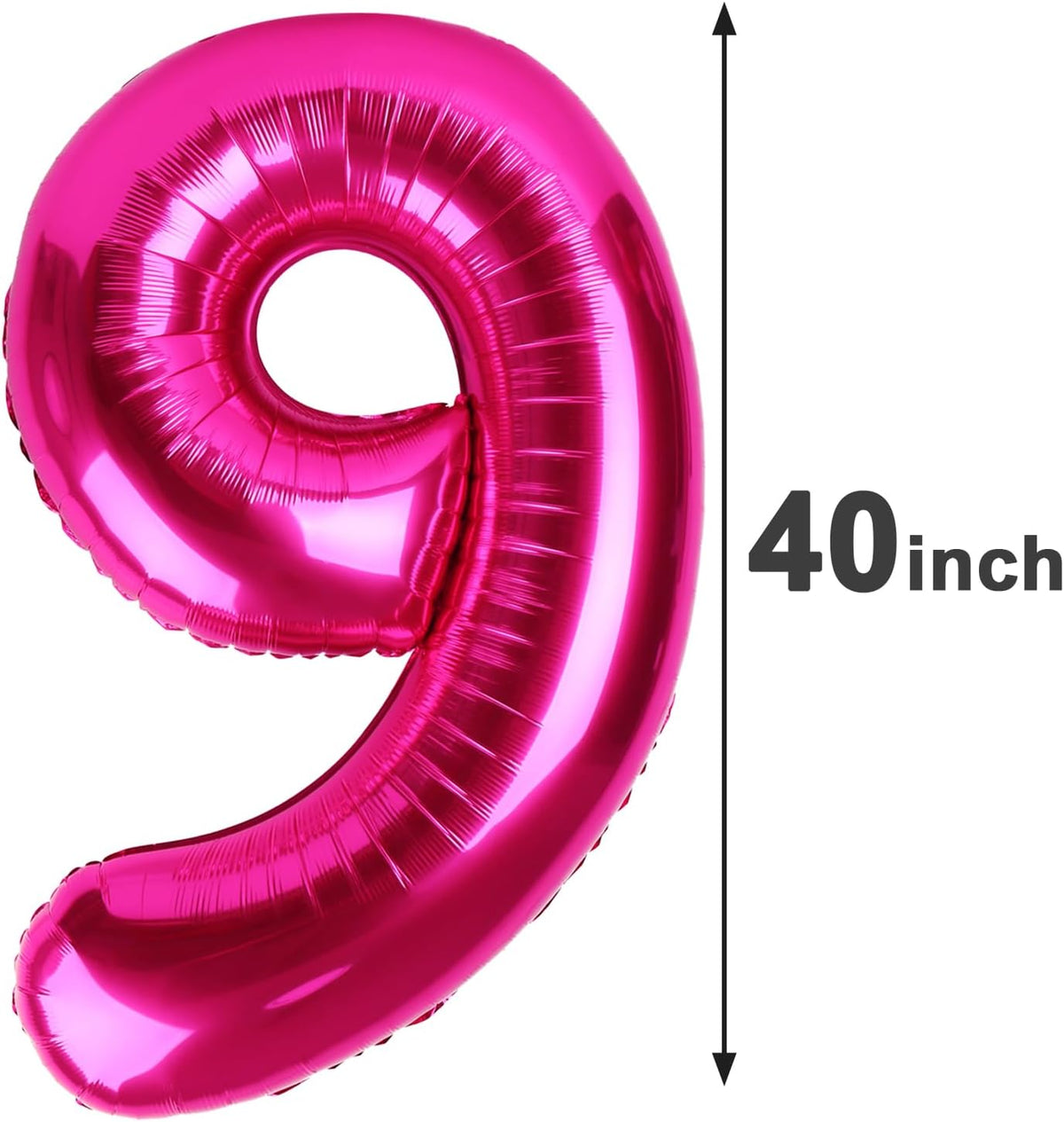 40 Inch Big Hot Pink 9 Balloon Number, Jumbo Giant Happy 9th 19 29 39 49 99 Birthday Party