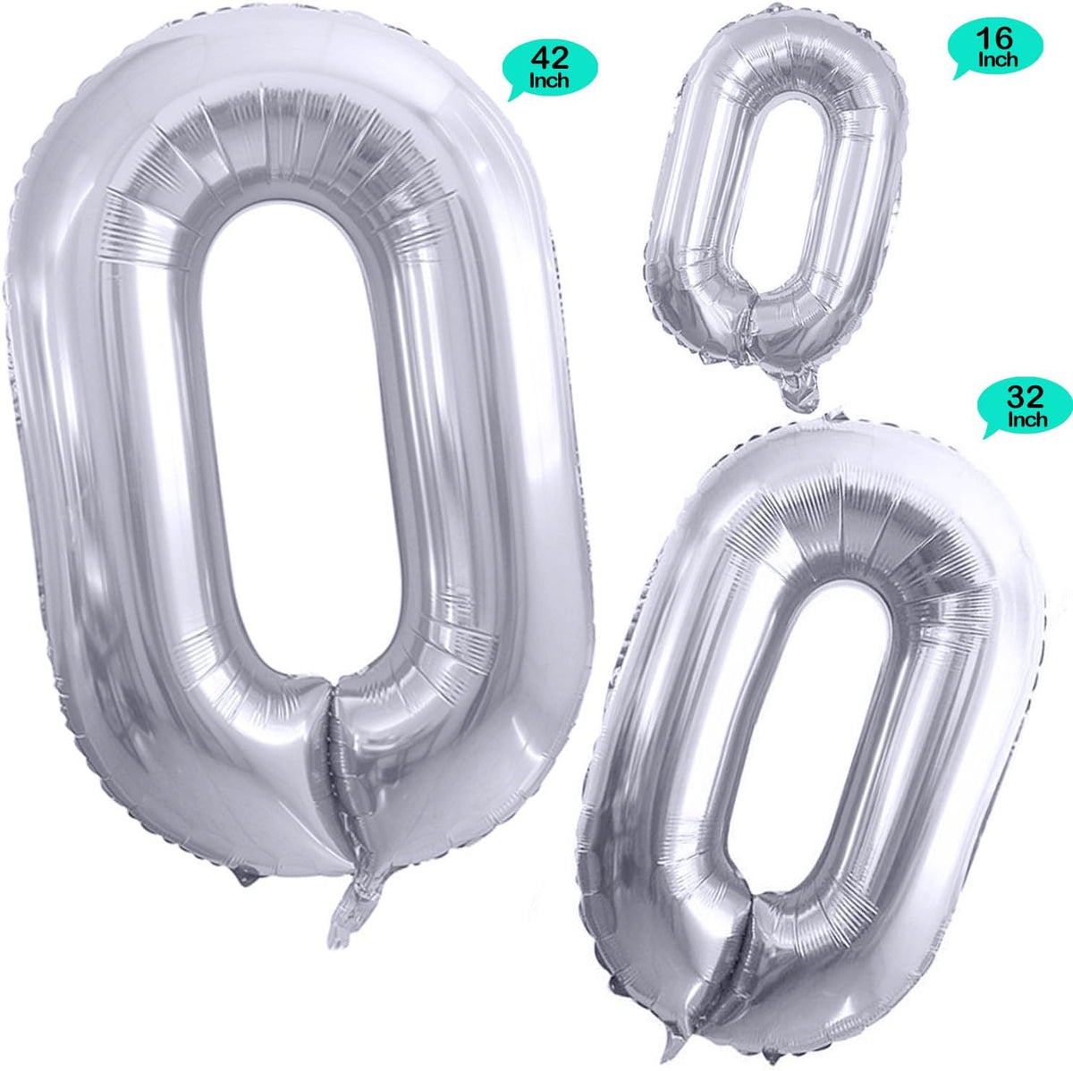GOER Silver Foil Balloons Number 0,Huge Number Balloons for 10th 20th 30th 40th 50th 60th 70th 80th