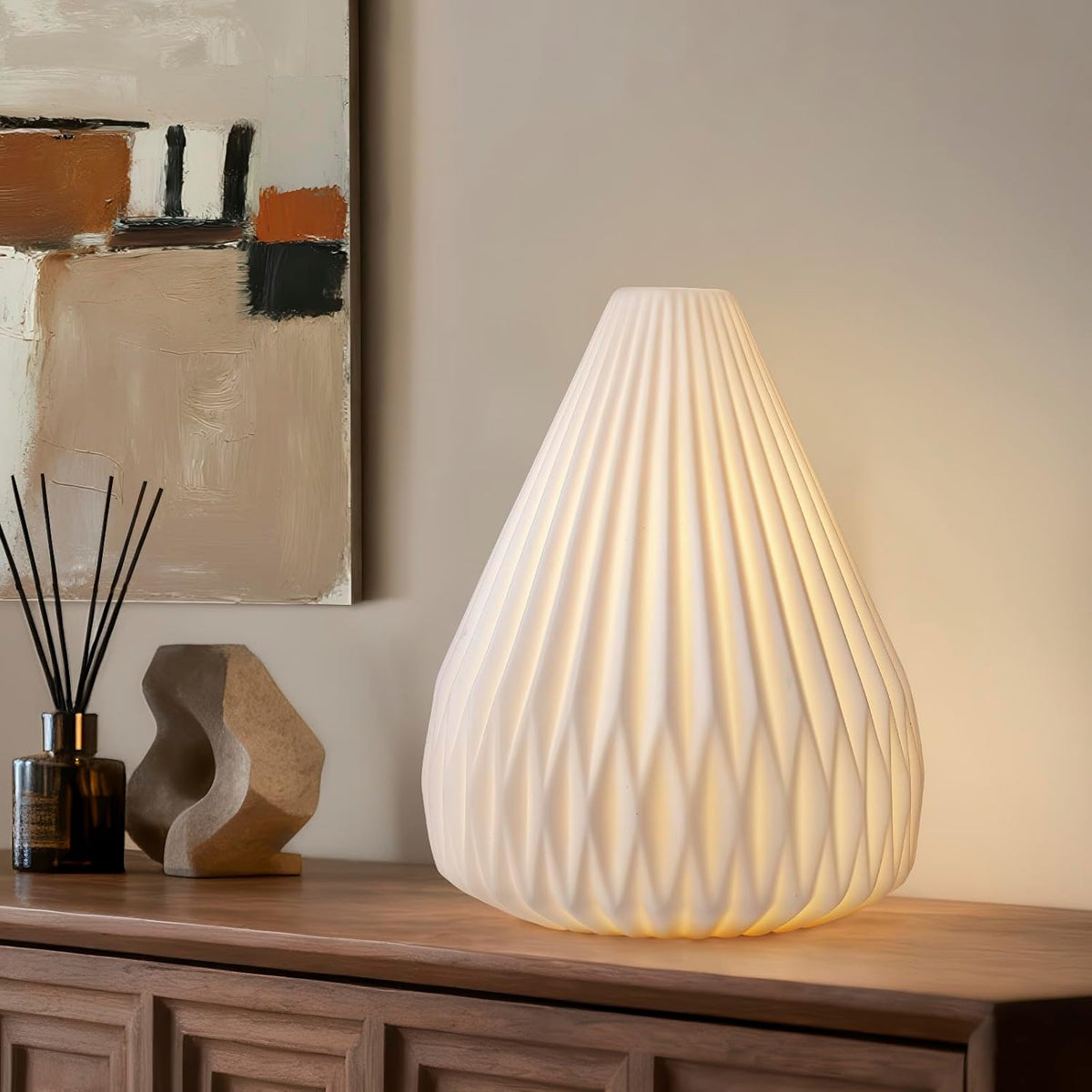 RONDURE 9.1" Modern Ceramic Table Lamp, Modern Bedside Lamps for Bedroom, Living Room and