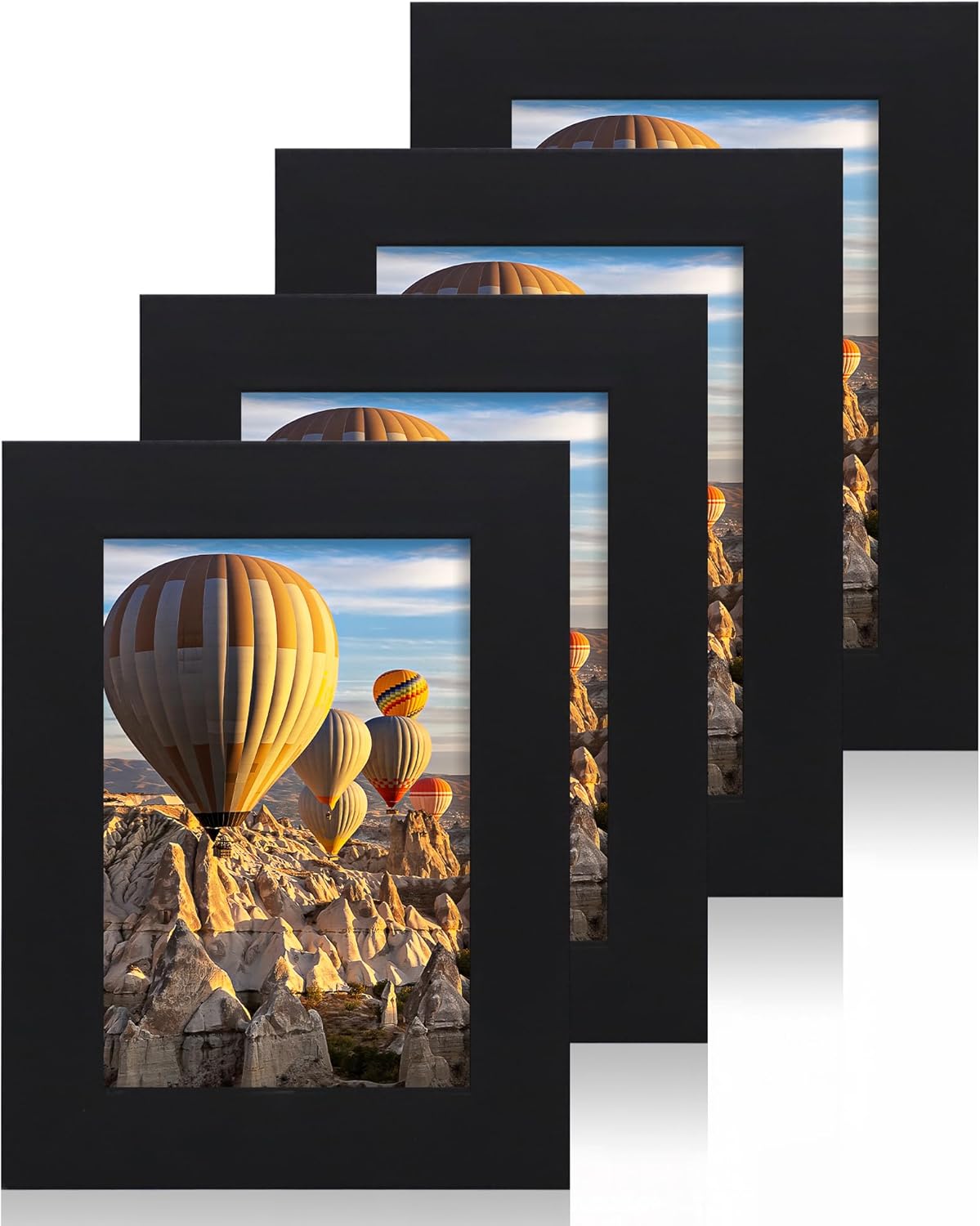 4x6 Picture Frame Set of 4, High Definition Glass Black Picture Frame, 4 x 6 Wood Photo Frames for