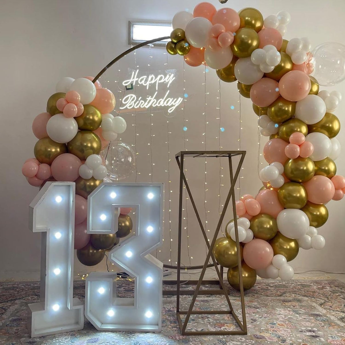 Paready Rose Gold and White Latex Balloons, 60 Pcs 12 Inch Metallic Gold Confetti Balloons with