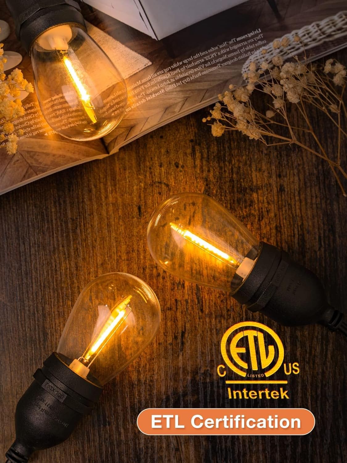 addlon 48FT LED Outdoor String Lights with 25 Edison Vintage Shatterproof Bulbs and Commercial
