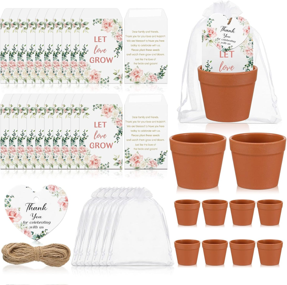 Ctosree 50 Sets Let Love Grow Wedding Favors for Guests Self Adhesive Seed Packets (Seed Not