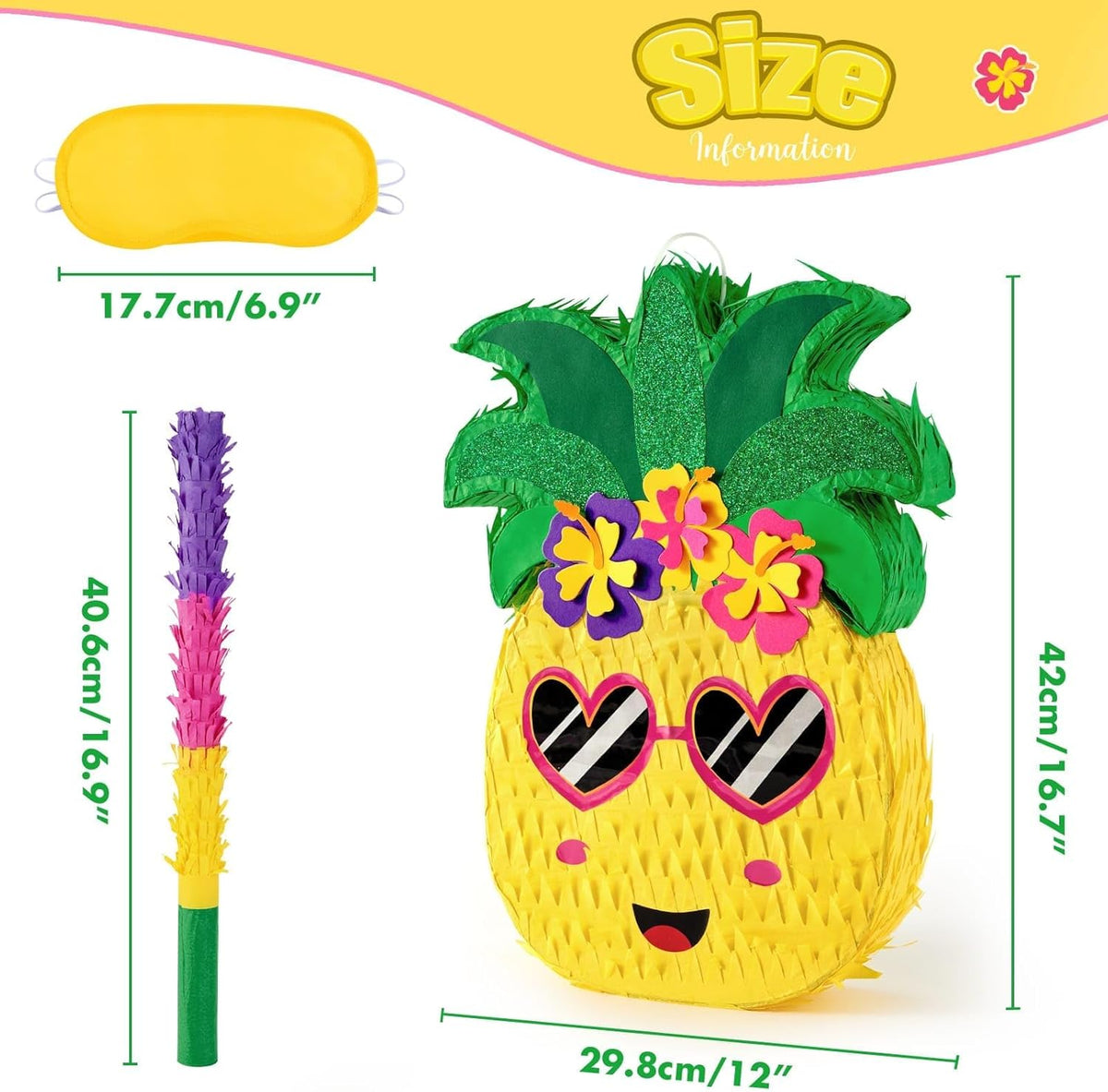 WERNNSAI Pineapple Piñata - Luau Party Piñata Game with Blindfold and Bat for Girls Boys Kids for