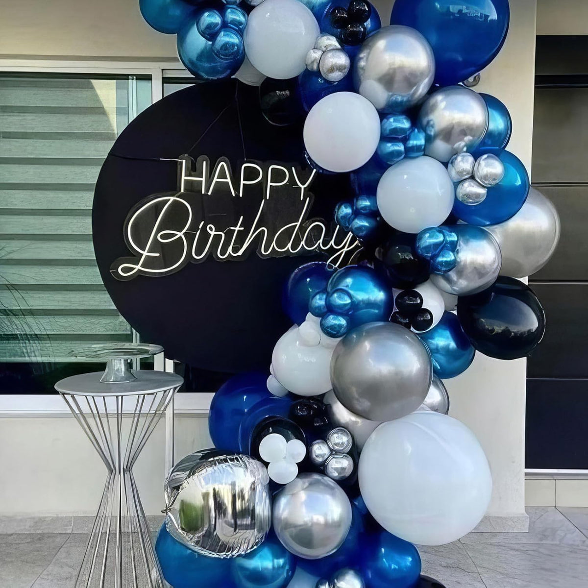 Blue Silver Balloons, Pearl Navy Blue Balloons Metallic light Blue and Silver Balloon Silver Star
