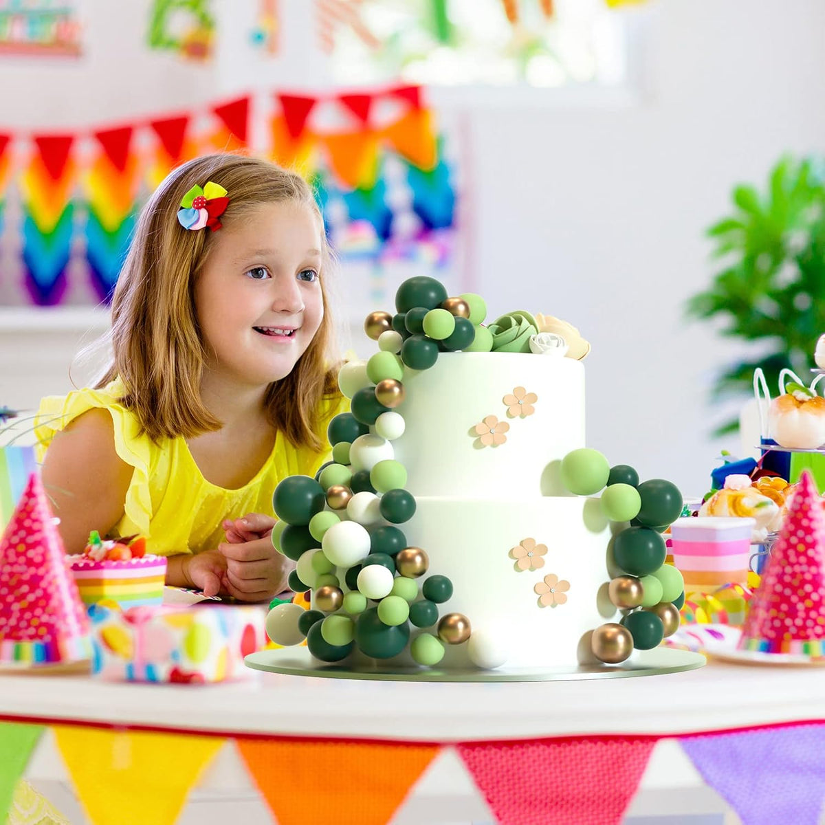 ASTARON 32 Pcs Ball Cake Topper Decorations Mini Balloons Cake Topper Sticks Foam Balls Cake Picks