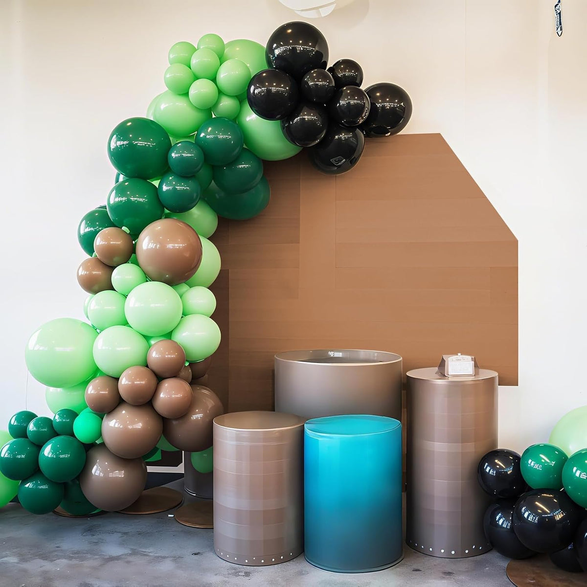Dark Green Brown Balloons, 12 Inchs Avocado Sage Green Black Latex Balloons for Boys Kids Video