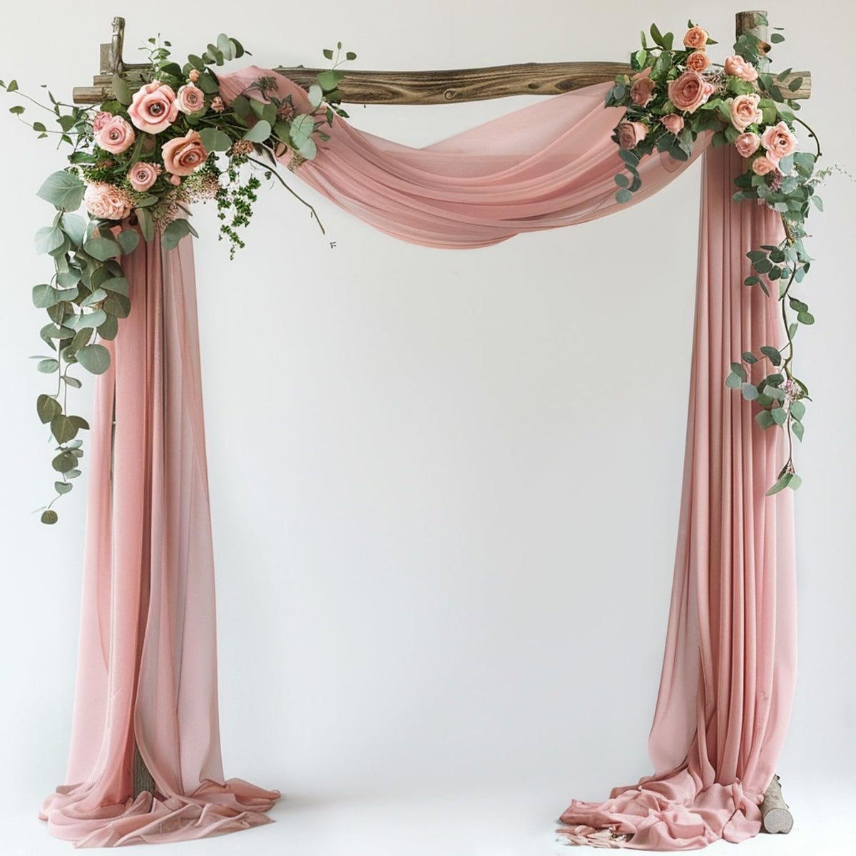 Wokceer Wedding Arch Draping Fabric 28.7"" x 20FT Dusty Rose Drapes Sheer Fabric Backdrop Arch