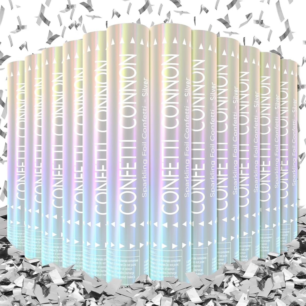 12Pack Sliver Confetti Poppers - 12inch Confetti Cannon for Weddings, Graduations, Birthdays & New