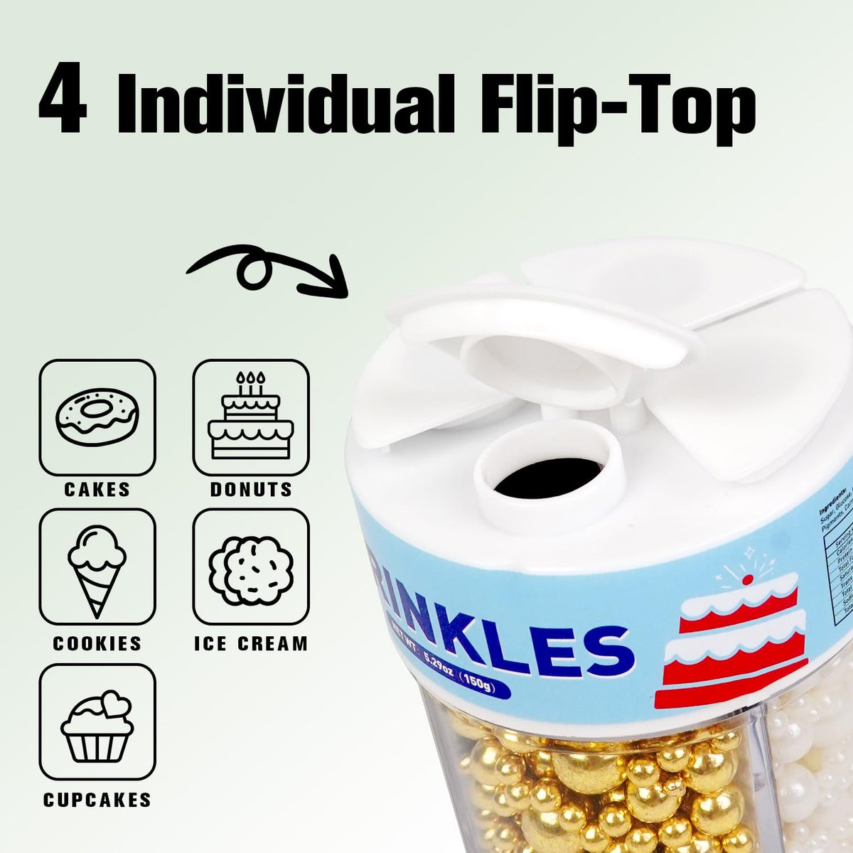 Dazzjoy Mix Pearl Sprinkles, Food Grade, Edible Pearls for Cake Decorating, 150g/5.29oz, Cake