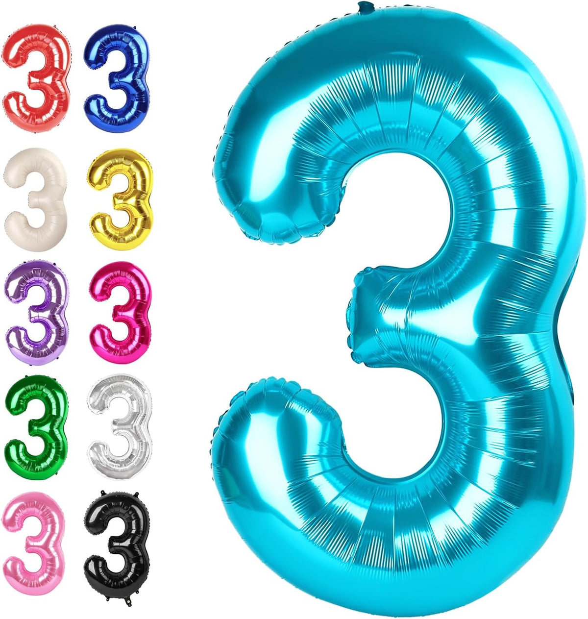 Large 40 Inch Blue 3 Number Balloon, 3 13 23 30 33 36 38 Blue Birthday Party Decorations, Numbers