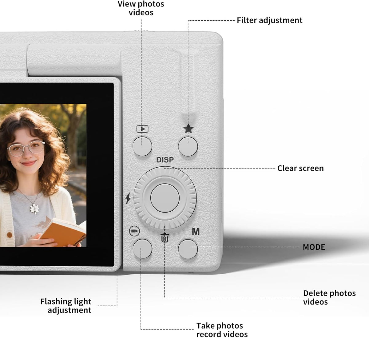 2K Digital Camera with 48MP Multi-Filter 16X Zoom Anti Shake, 3" LCD Screen Compact Vlogging Camera