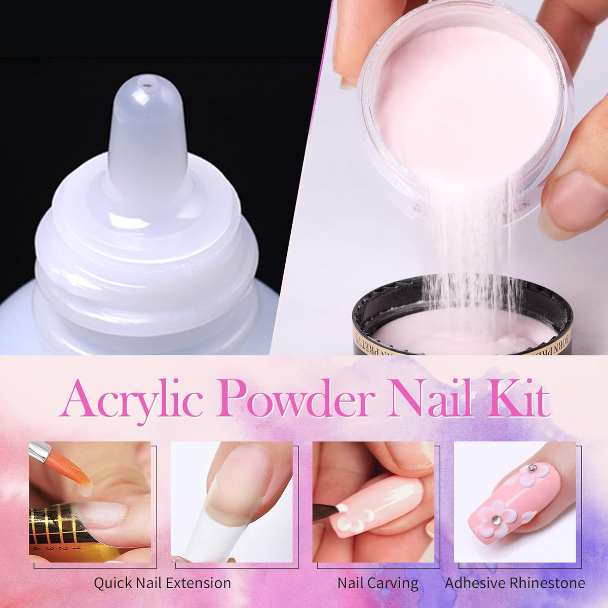 BORN PRETTY Acrylic Nail Kit with Everything ,96PCs Acrylic Powder and Liquid Monomer Set with