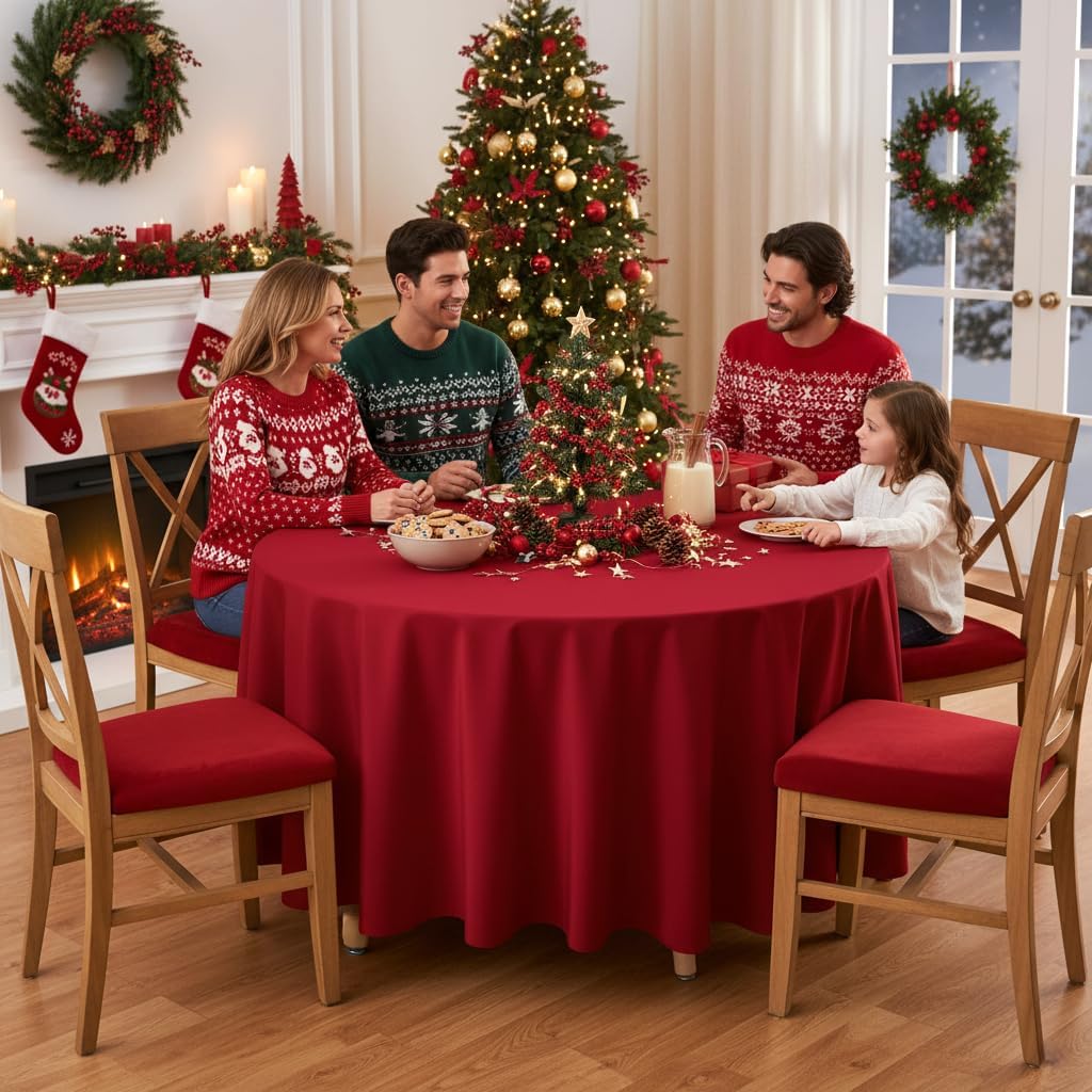 sancua Round Tablecloth - 108 Inch - Water Resistant Spill Proof Washable Polyester Table Cloth