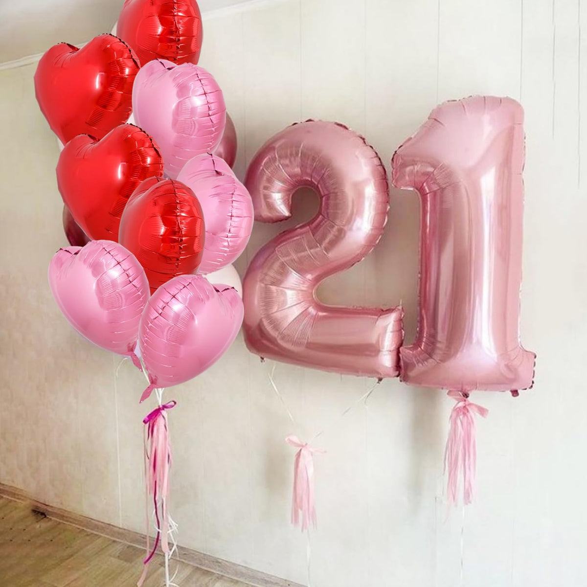TONIFUL 30Pcs 18 Inch Red Pink Heart Balloons Valentine’s Day Heart Shape Foil Mylar Balloons