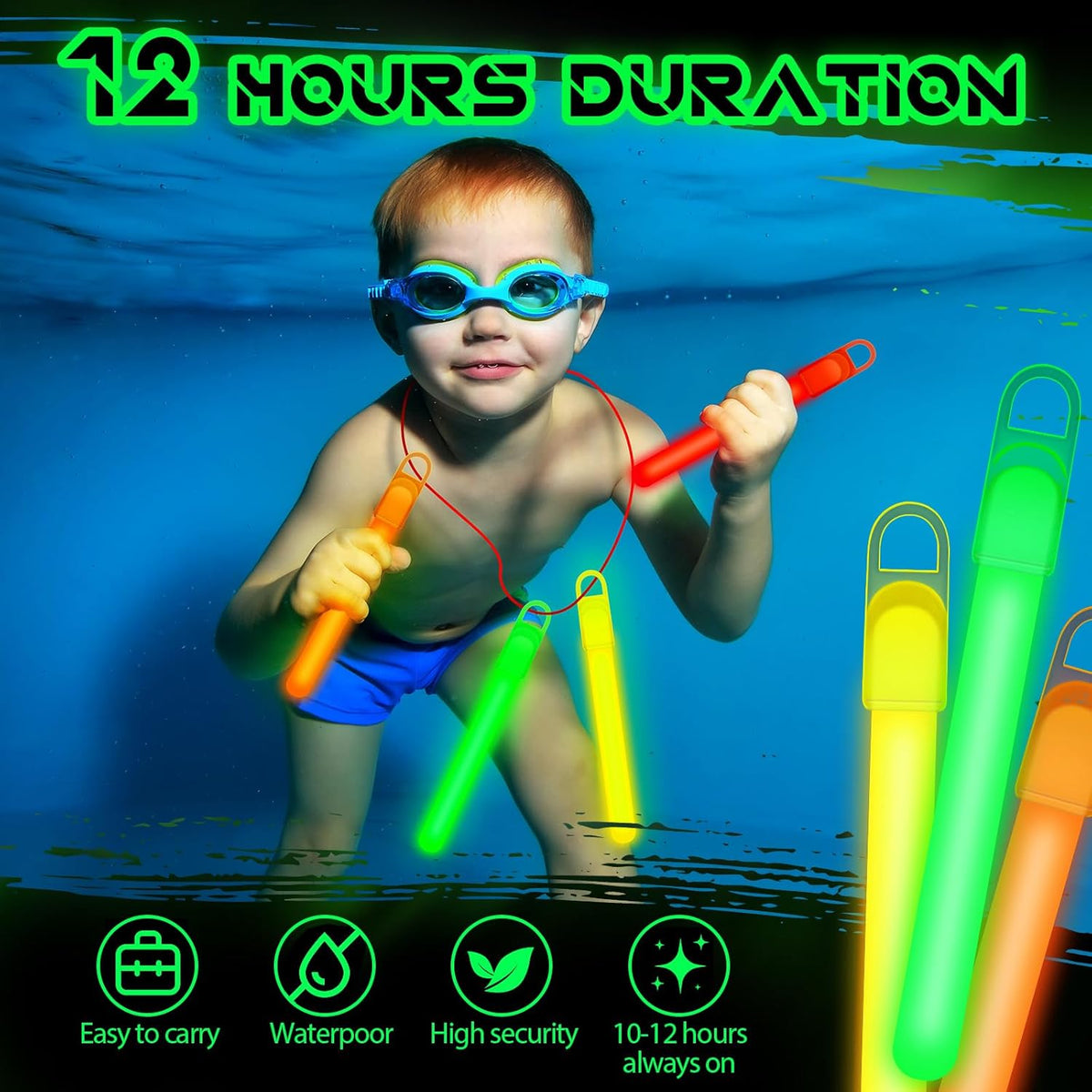 Lewtemi 4" or 6" 100 Pack Bright Glow Sticks Bulk, Glow in The Dark Party Supplies Birthday and