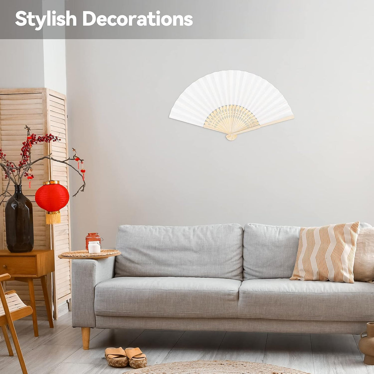 MCEAST 50 Pieces Silk Folding Fan with Bamboo Frames, Handheld Fan Folding Hand Fan Foldable Fan