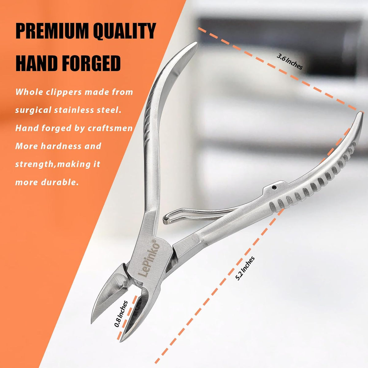 Heavy Duty Podiatrist Toenail Clippers for Thick and Ingrown Nails, Hand Forged Stainless Steel Toe