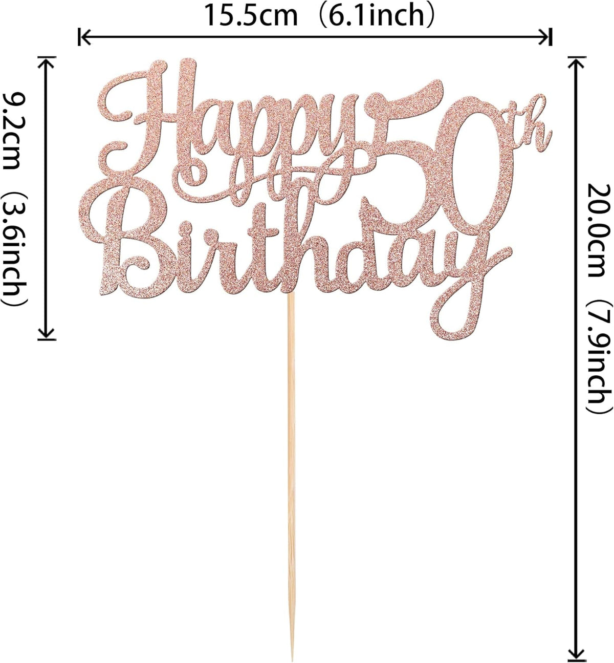 1 PCS Happy 50th Birthday Cake Topper Glitter Cheers to 50 Years Birthday Cake Pick 50 Fabulous