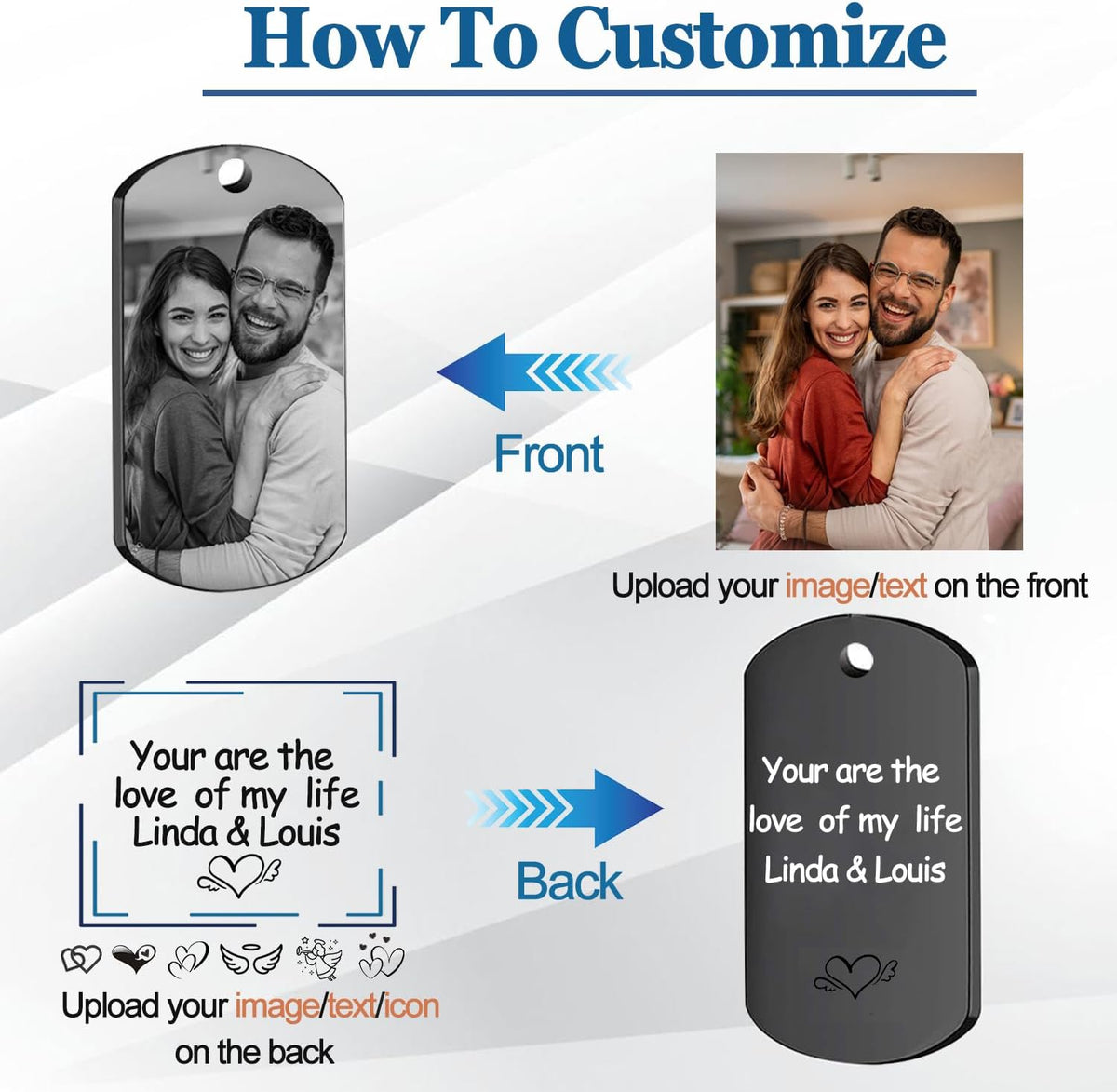 Custom Keychain with Picture, Personalized Keychain with Engraved Photo/Text, Gifts for Family and