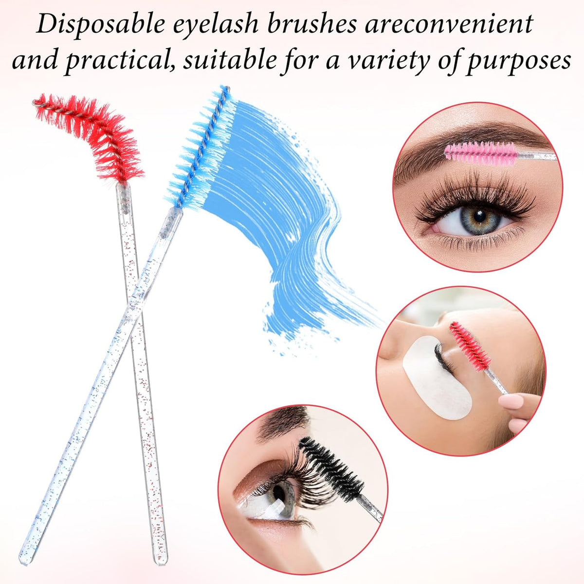 1000 Pcs Disposable Mascara Wands, Colorful Spoolies for Eyelash Extensions, Bulk Eyebrow Comb