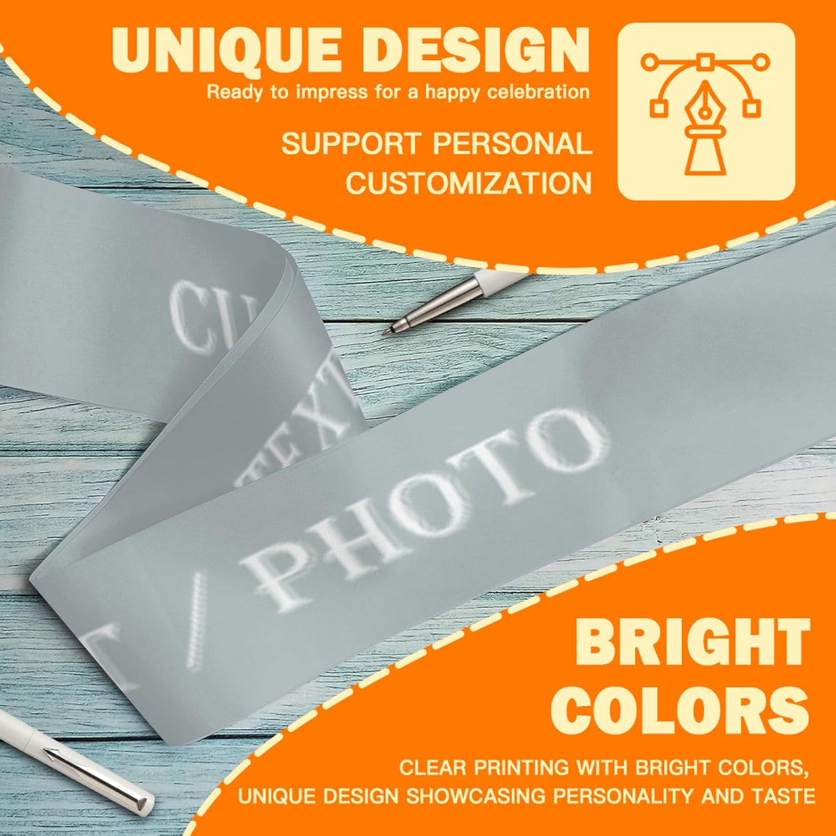 Custom Sash,Personalized Birthday Sash with Text Photo,Customized Bachelorette Sash Quote Sash