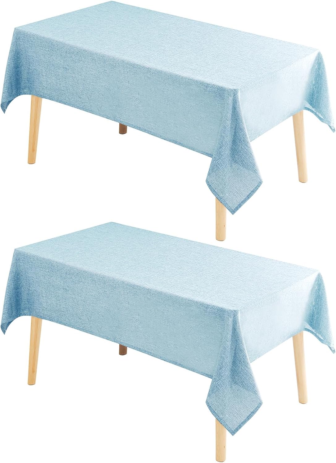 Hiasan 2 Pack Faux Linen Rectangle Tablecloth - Wrinkle and Stain Resistant Washable Table Cloth