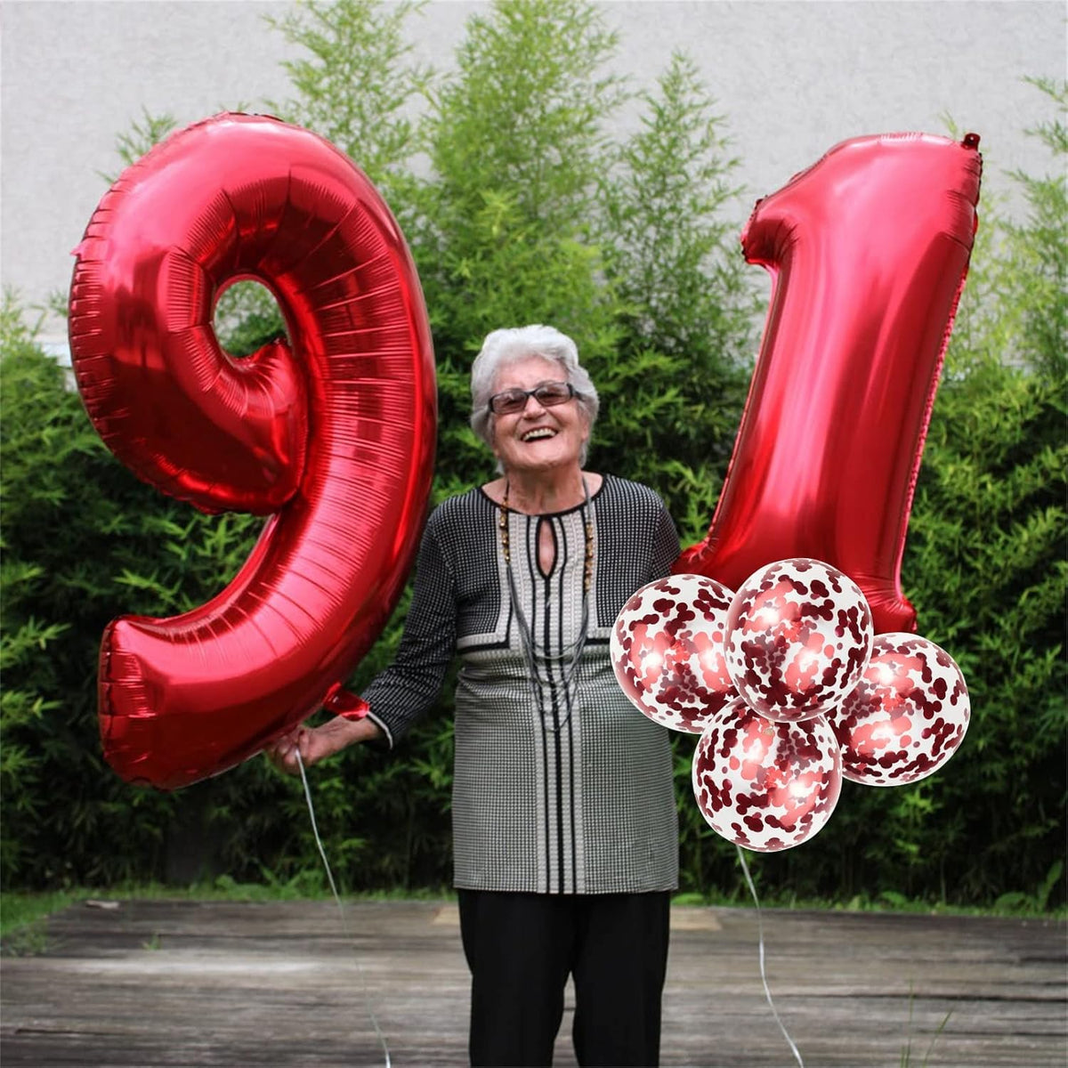 Red 9 Balloons for Boys, 40 Inch Large Foil Number Balloons Set 0-9, Self Inflating Digital 9