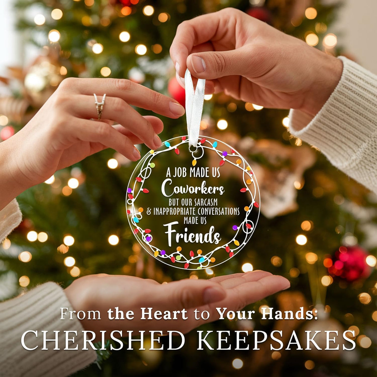 HEXMOZ Coworker Ornament - Christmas Coworkers Gifts for Work Besties, Work Friends - White