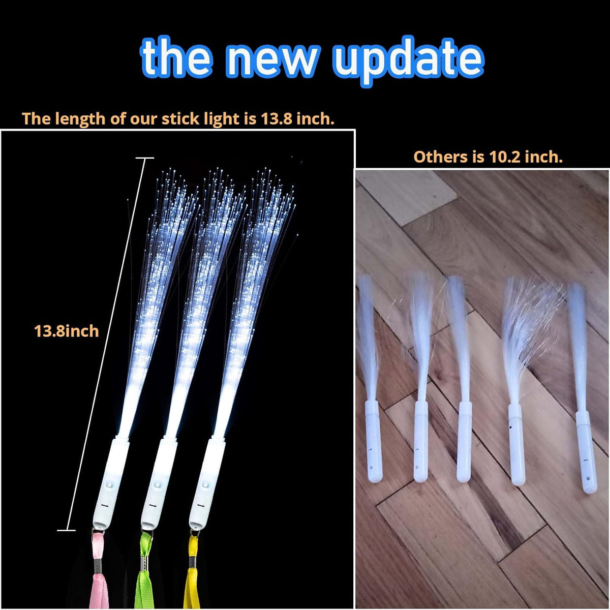 25 Pcs White Fiber Optic Wands,3 Models Wedding Sparklers,Glow Sticks Light up Sticks Led Light