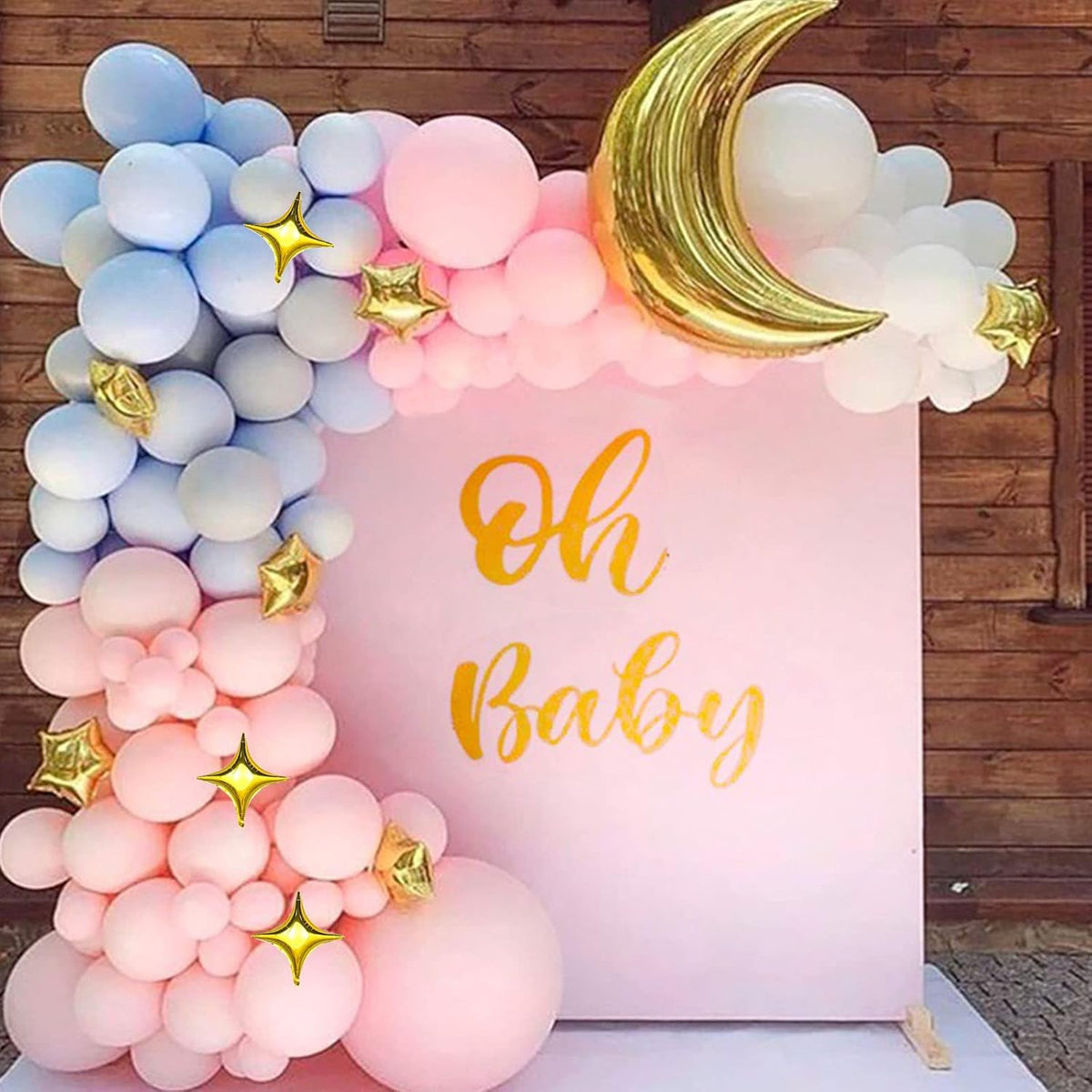 50pcs Moon and Star Balloons Gold，36"Moon Foil Balloons 18"10" Star Foil Balloons Four Pointed Star