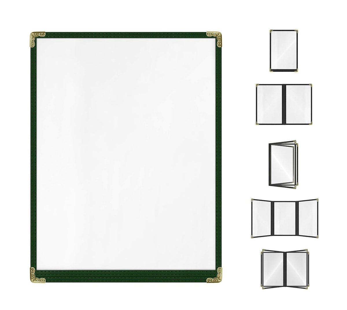 Goodsmart Restaurant Menu Covers - Green, 25 Pack, 8.5" x 11", 1-Page/2-View, Top-Loading Vinyl