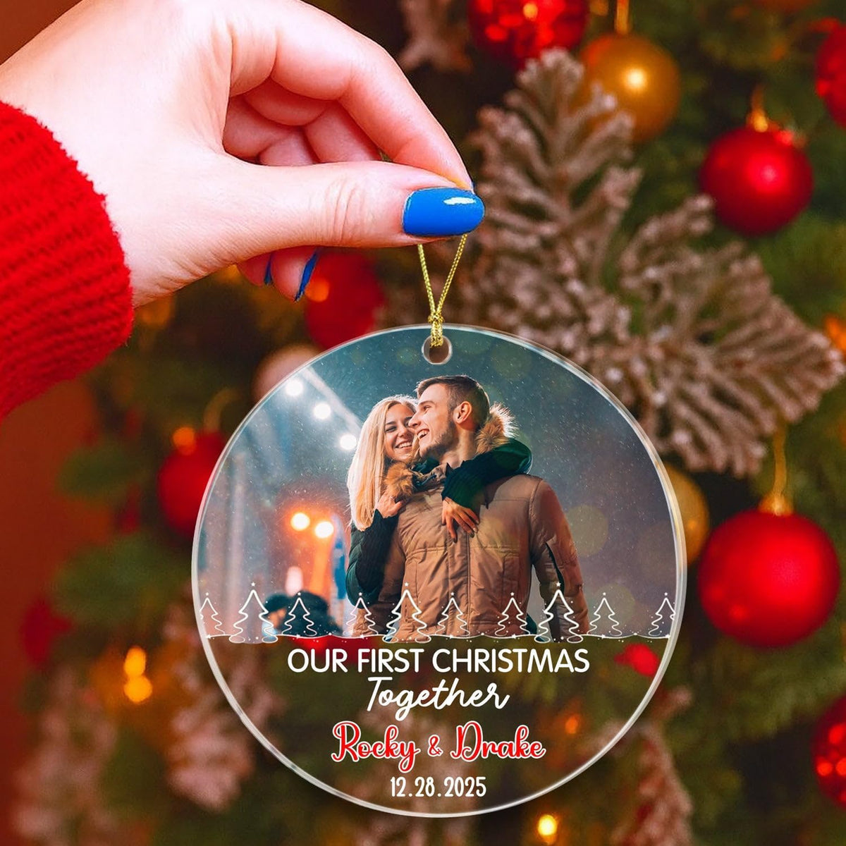 Personalized Our First Christmas Together Ornament 2025, Upload Photo Mr & Mrs Together Ornament