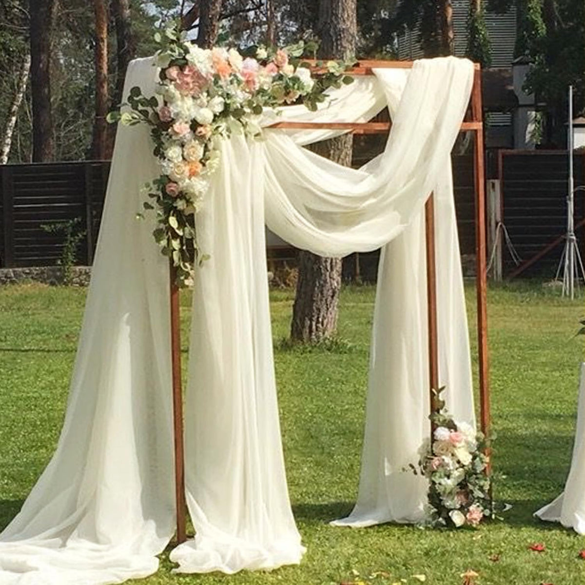 Wedding Arch Draping Fabric 2 Panels 20Ft Length x 28" Width Ivory Arch Drapes Chiffon Fabric Sheer